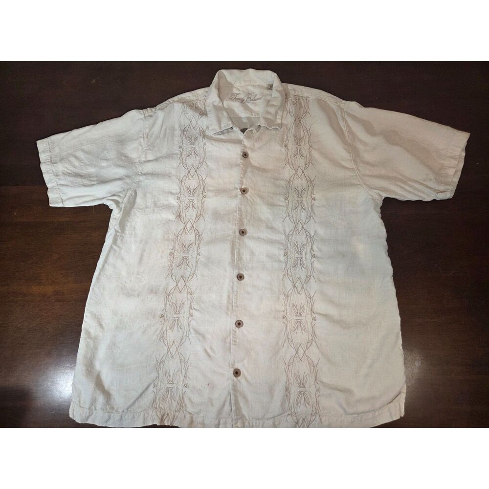 ​Tommy Bahama Island Chopper Bike Shop Silk Shirt XL Embroidered Motorcycle